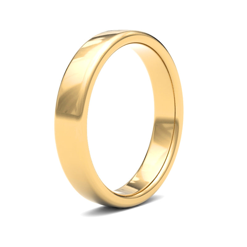 22ct Yellow Gold Standard Weight 4mm Soft Court Profile Mirror Finish Wedding Ring