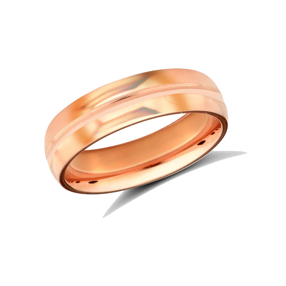 Ehering aus 9 Karat Roségold, Standardgewicht, gewölbtes Profil, hochglanzpoliert