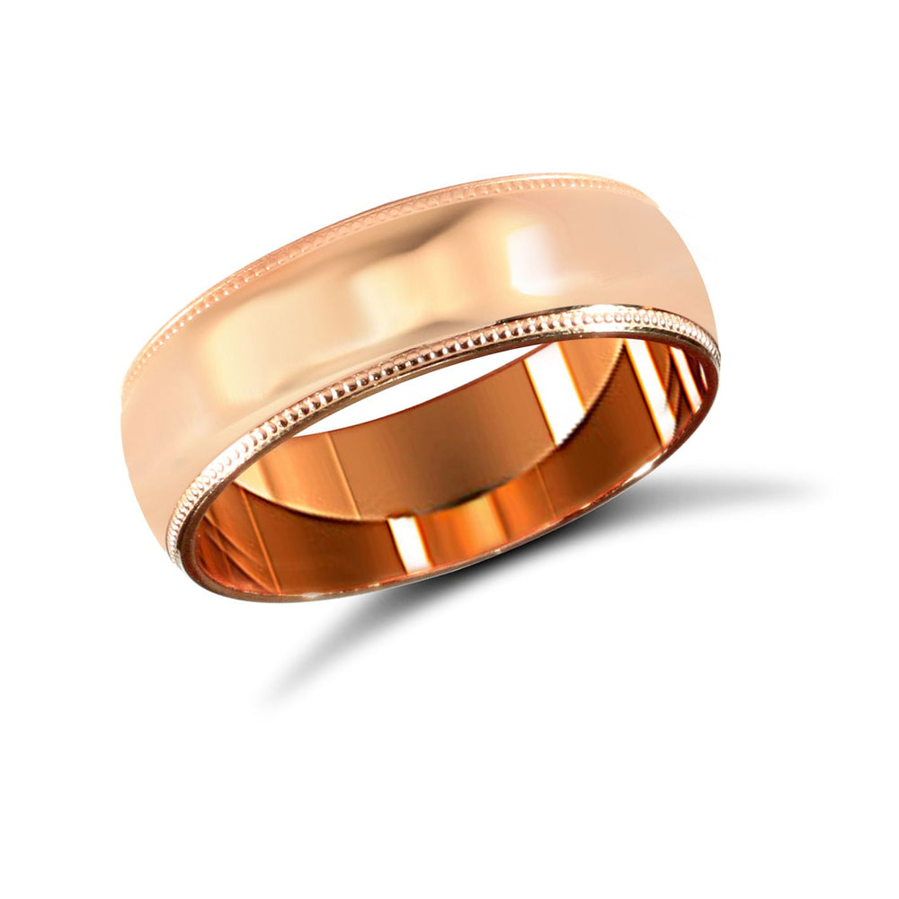 9ct Rose Gold Standard Weight Court Profile Mirror Finish Wedding Ring – product view
