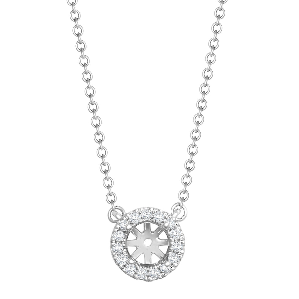 Ciondolo a Halo in Oro Bianco 18kt con Diamanti Naturali da 0,08ct e Catenina da 40-45cm