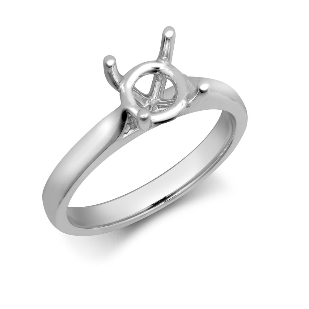 950 Platinum 0.25ct Round Solitaire 4 Claw Plain Wed-fit Ring Mount