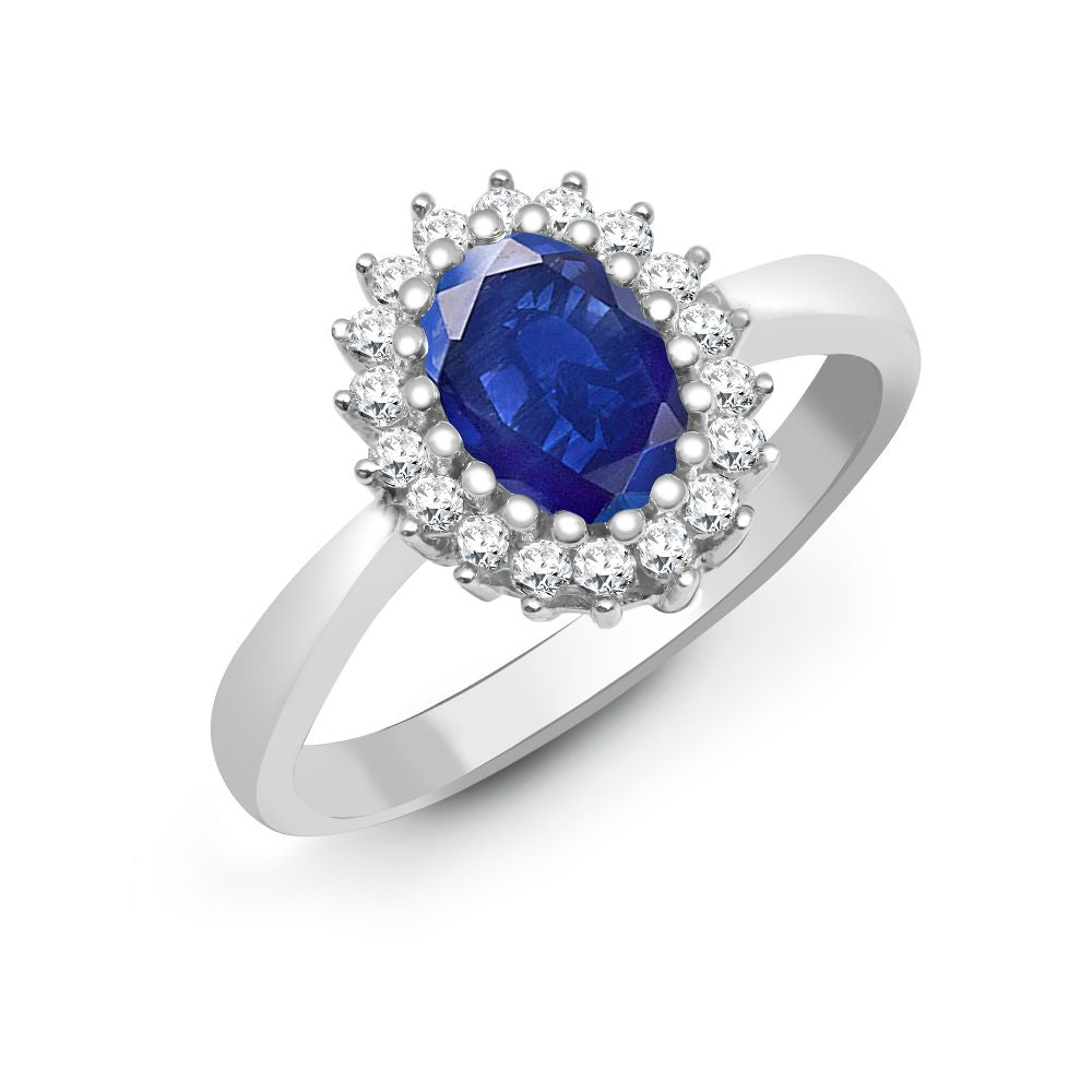 18ct White Gold Natural Diamond And Sapphire Ring (18R996) – product view