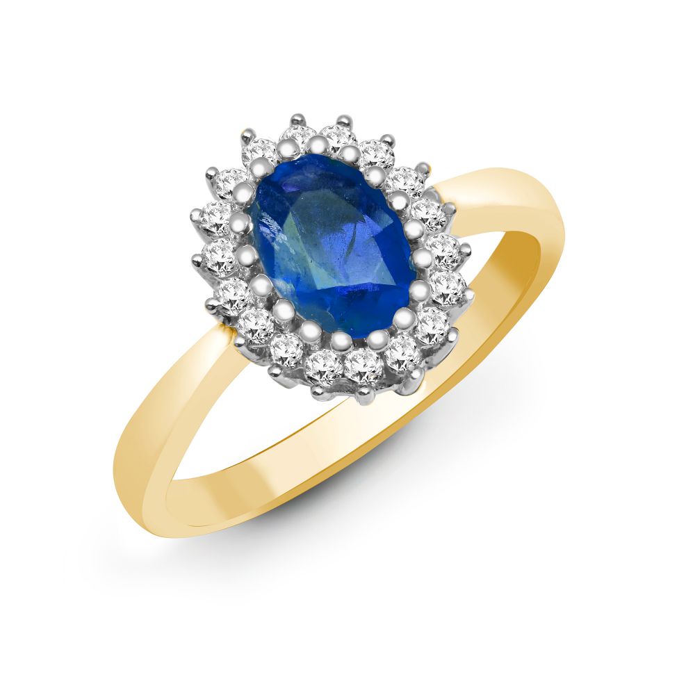 18ct Yellow Gold Natural Diamond And Sapphire Ring (18R997) – product view