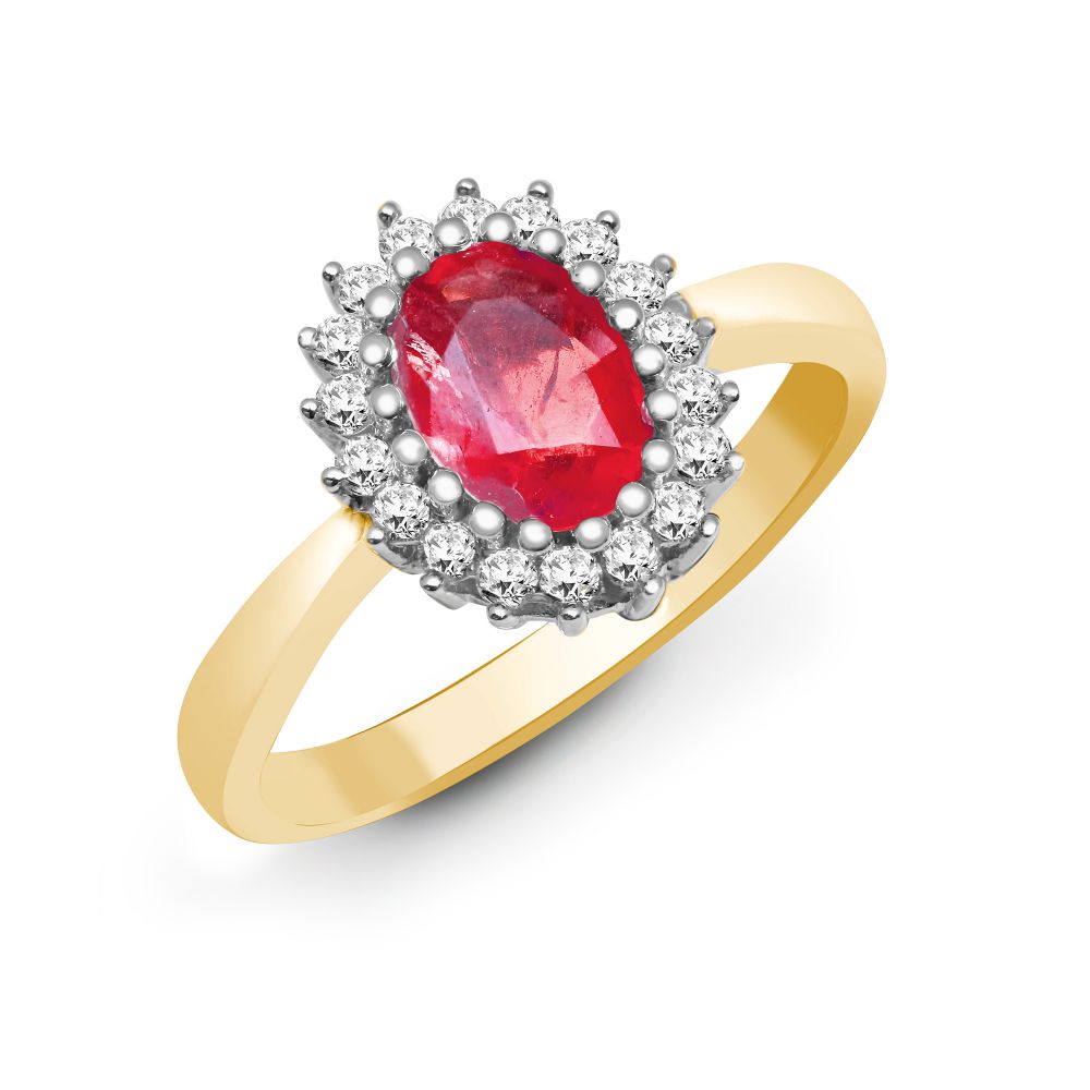 18ct Yellow Gold Natural Diamond And Ruby Ring (18R998) – product view