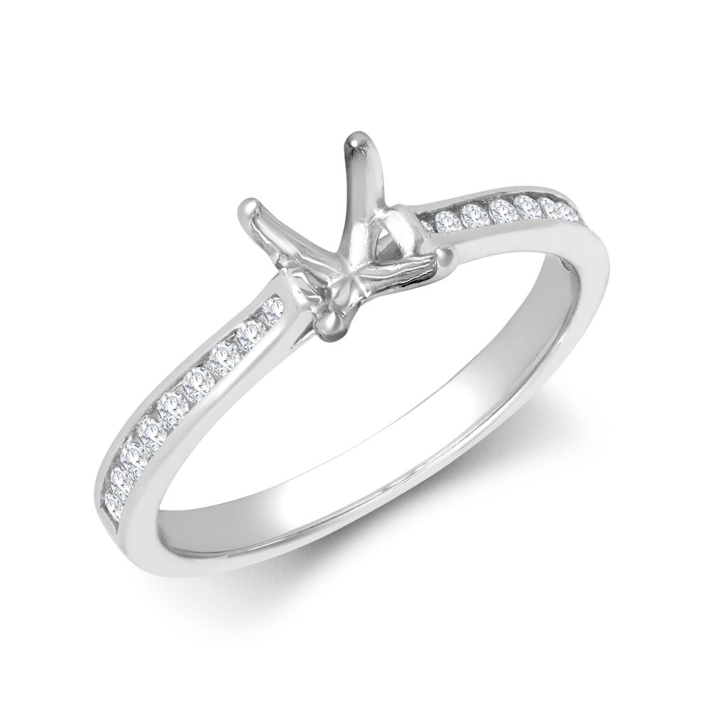 18ct White Gold 0.13ct Natural Diamond Channel-set Wed-fit Ring Mount- Holds 0.25ct