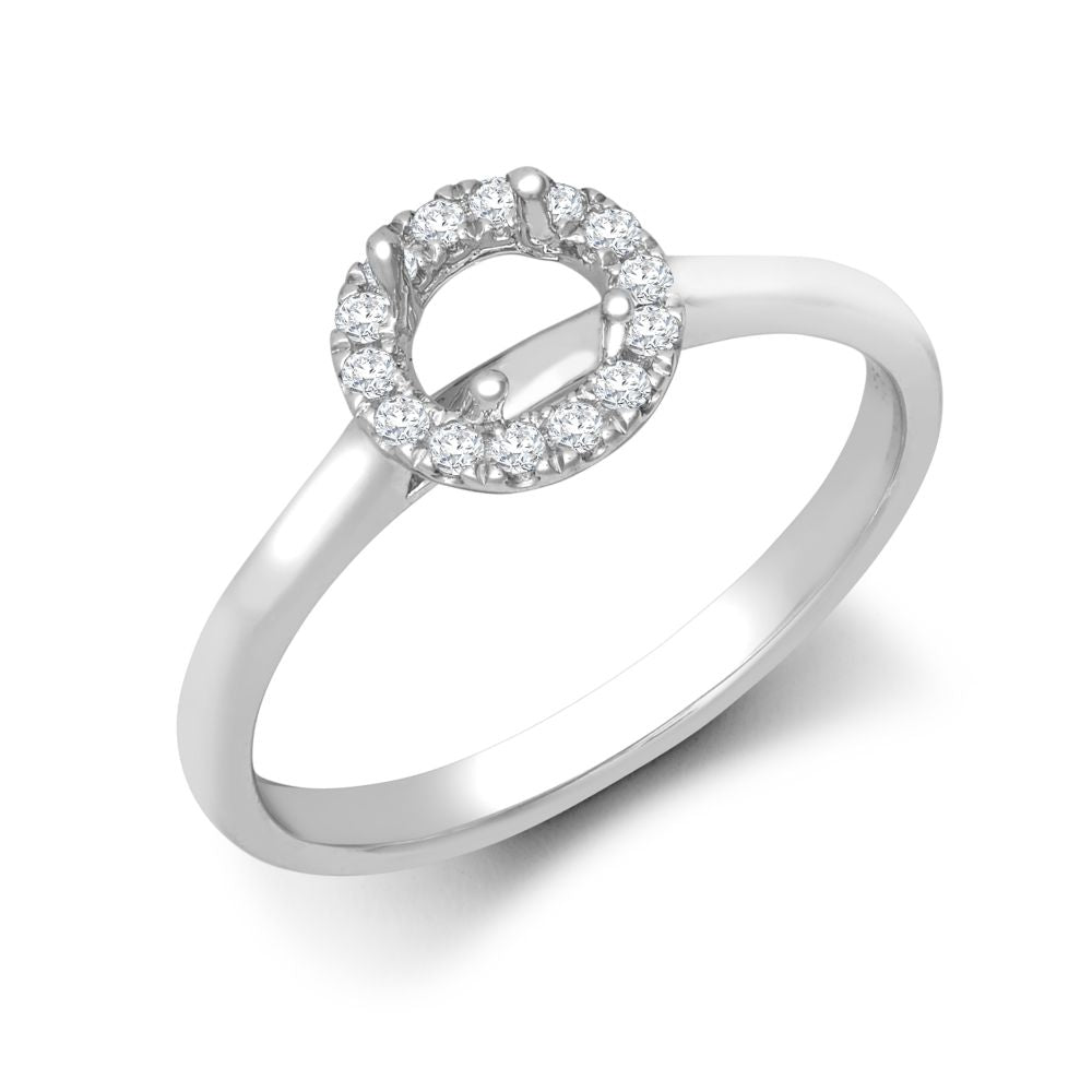 18ct White Gold 0.08ct Natural Diamond Micro-set Halo Wed-fit Ring Mount- Holds 0.25ct