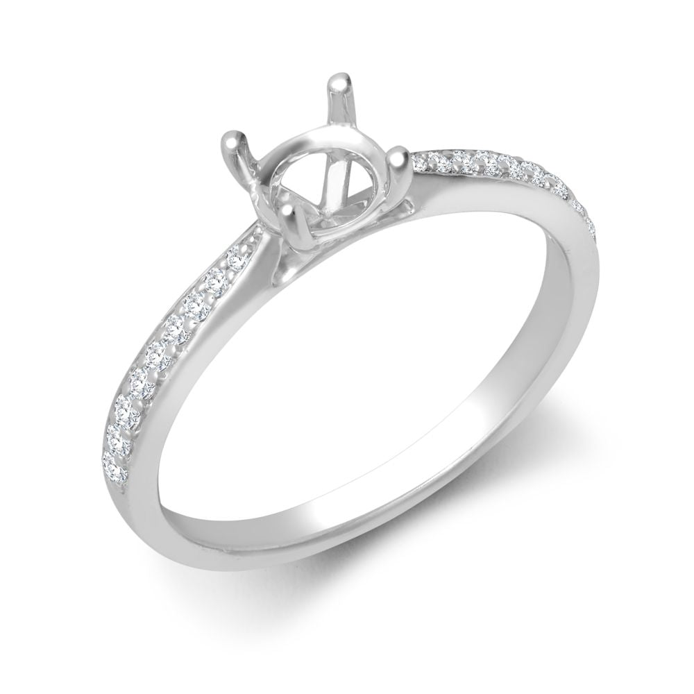 950 Platinum Gold 0.12ct Natural Diamond Pav?-set Wed-fit Ring Mount + 0.25ct Diamond