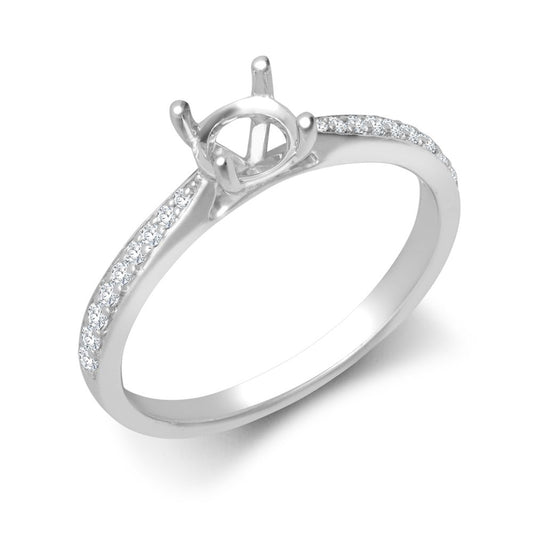 950 Platinum Gold 0.12ct Natural Diamond Pav?-set Wed-fit Ring Mount + 0.25ct Diamond
