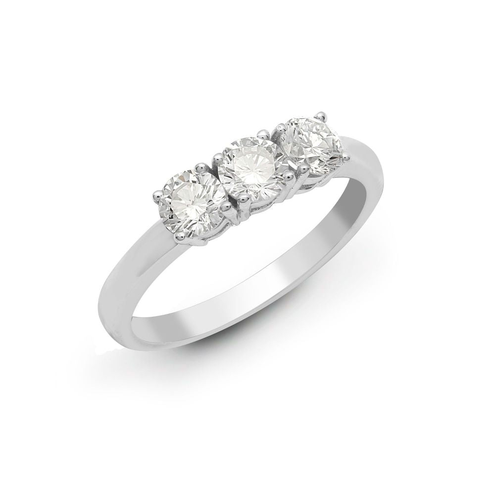 950 Platinum 0.25ct Natural Diamond Claw Set Trilogy Ring – product view
