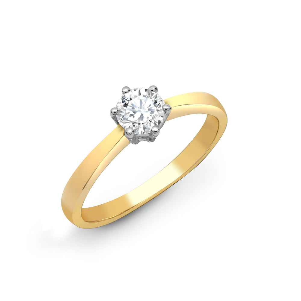Anello solitario in oro giallo 18 carati con diamante naturale da 0,25 carati