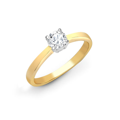 Anello solitario in oro giallo 18 carati con diamante naturale da 0,25 carati