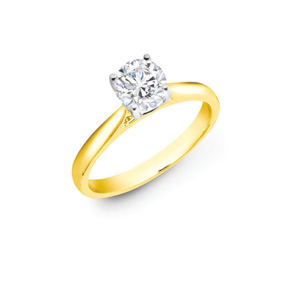 18ct Yellow Gold 25pts Round Brilliant Cut Solitaire Wed Fit Natural Diamond Ring