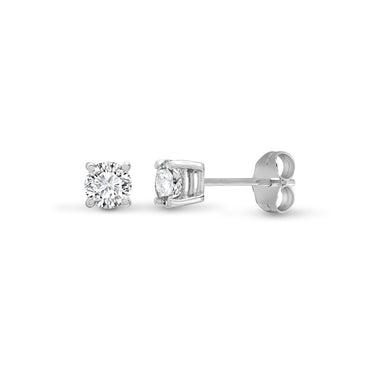 Lab 18ct Yellow Gold 50pts 4 Claw Diamond Solitaire Stud Earrings