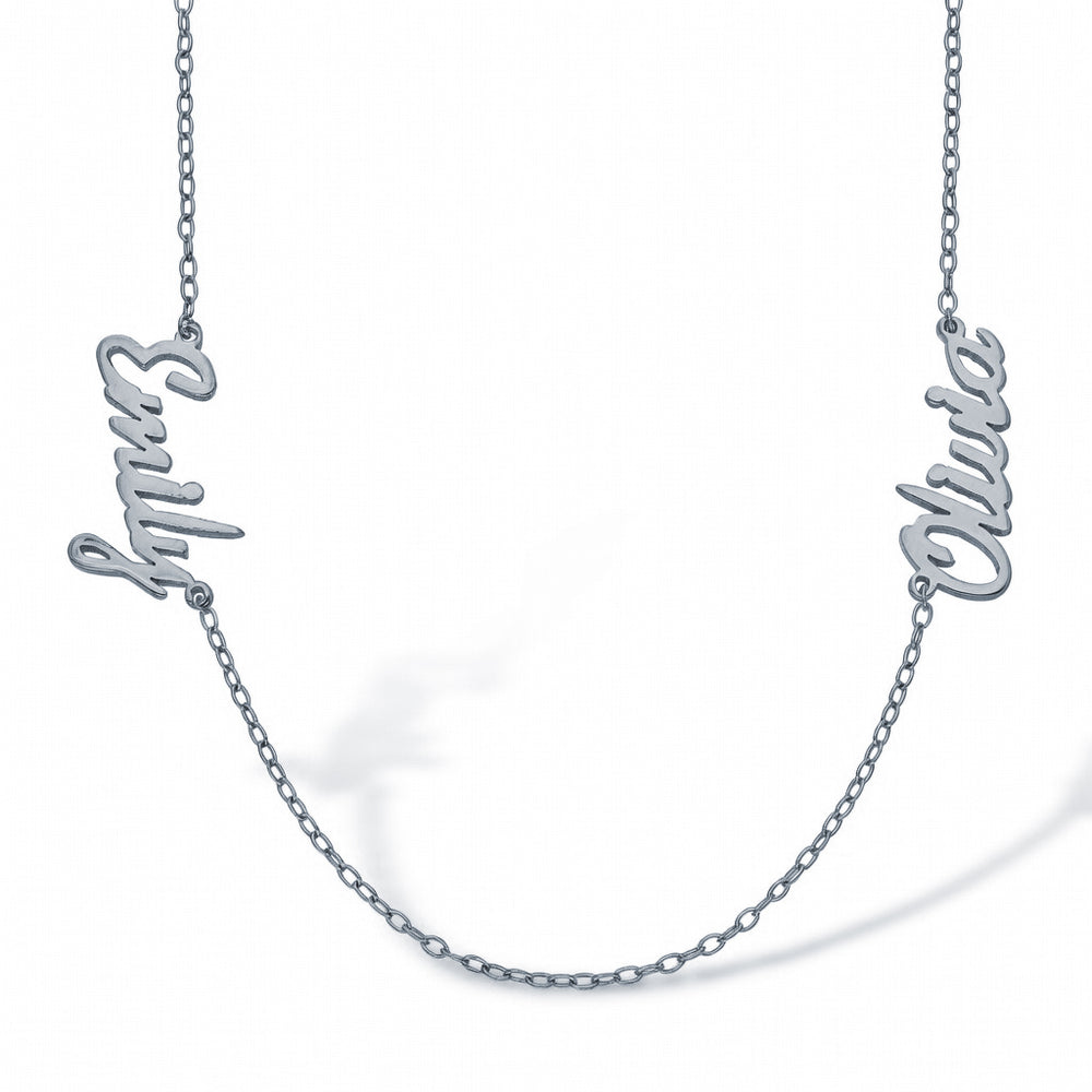 925 Silver Personalised Nameplate with 2 names + 16" Chain (SNP029) – product view