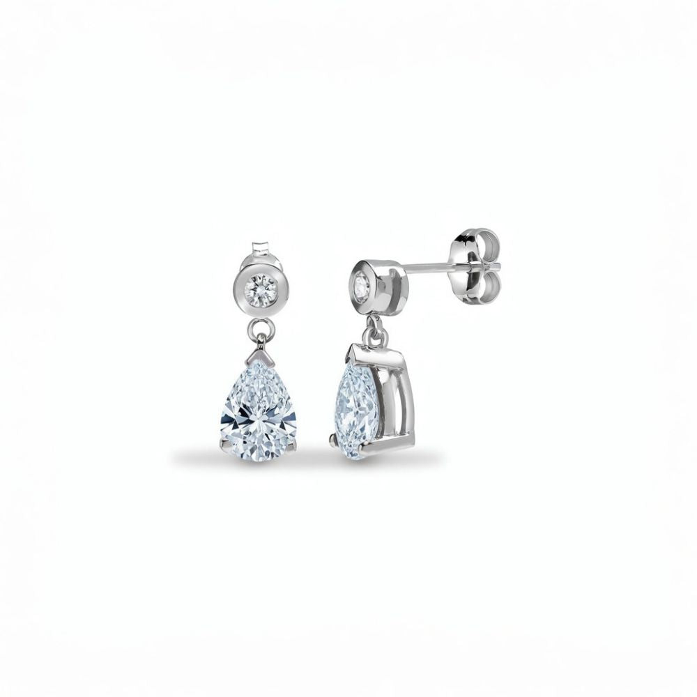 9ct White Gold 1.58cts Pear Lab Grown Diamond Earrings (LAB9E505) – product view
