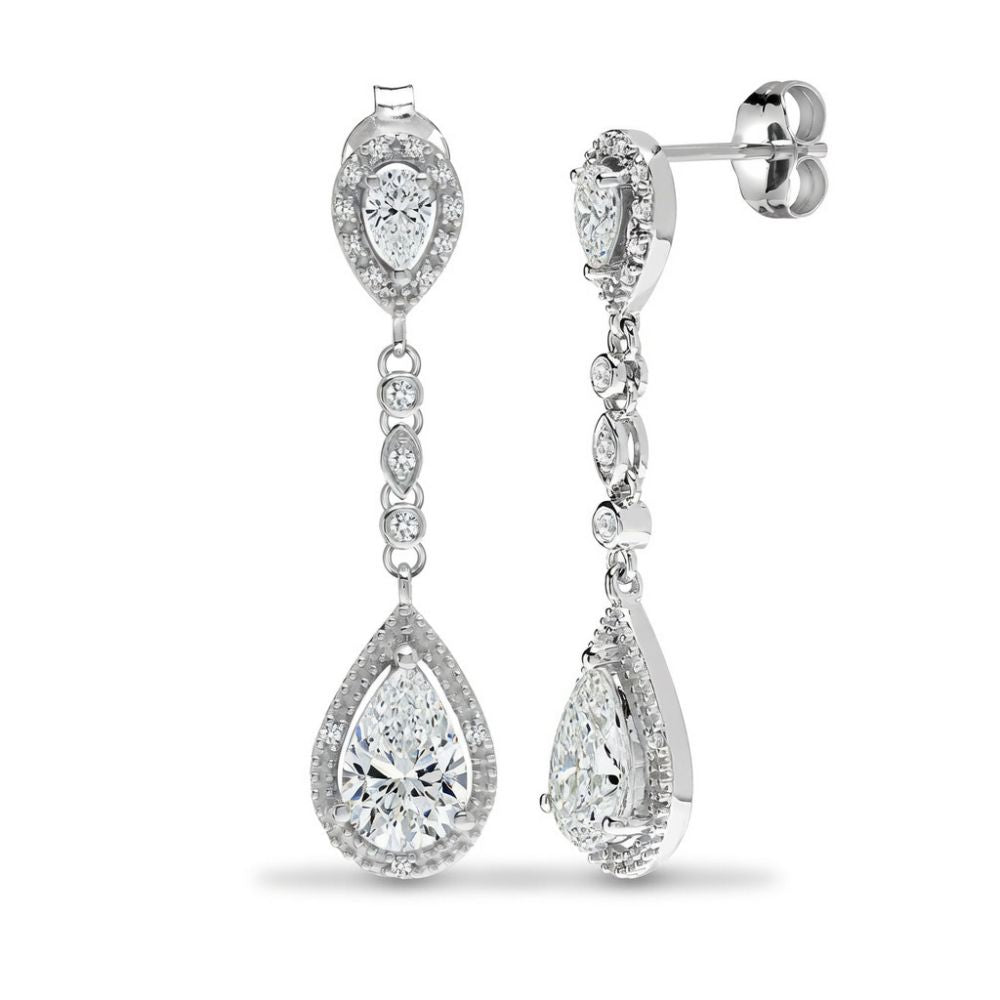 9ct White Gold Lab Grown Diamond 4.50cts Pear Drop Earrings – product view