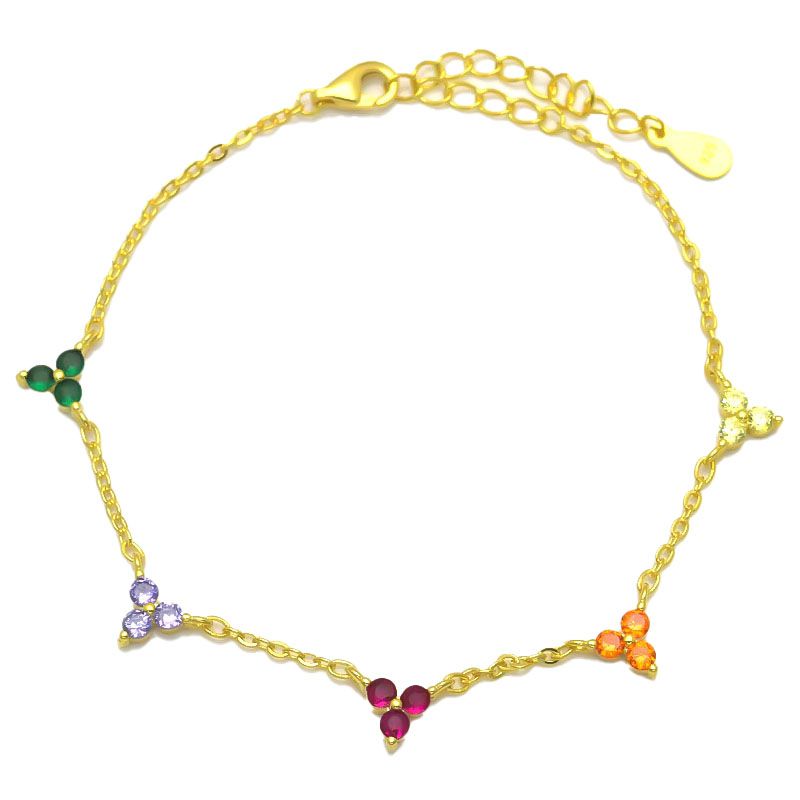 925 Sterling Silber Armband mit mehreren Zirkonia-Kleeblättern