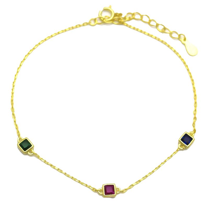 Armband aus 925er Sterlingsilber mit mehreren quadratischen Zirkonia-Elementen