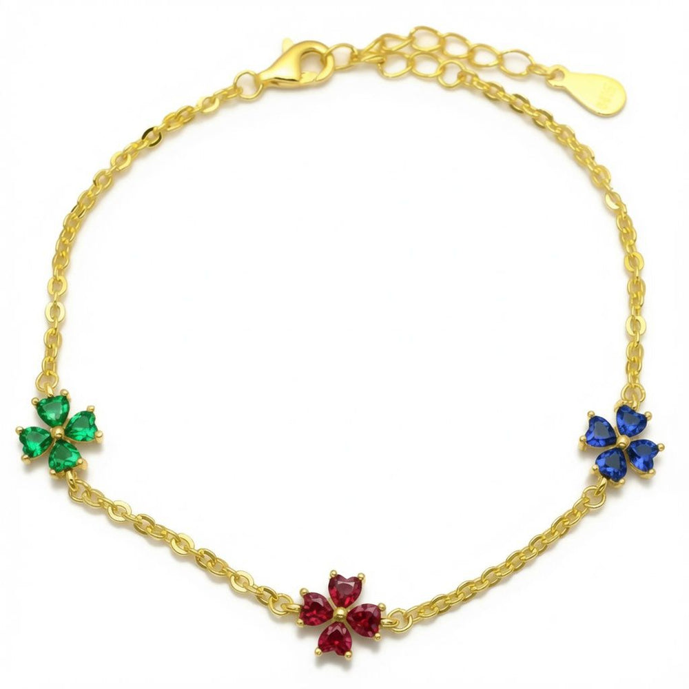 925 Sterling Silver Mystic Topaz Flower Bracelet
