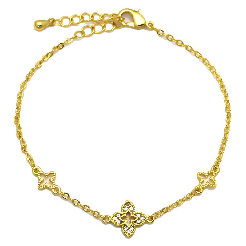 925 Sterling Silver Cubic Zirconia Clover Bracelet