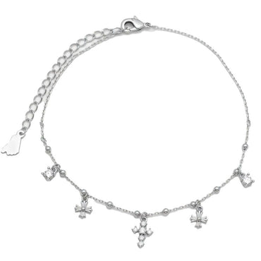 Armband mit Kreuz-Charm aus 925er Sterlingsilber und Zirkonia