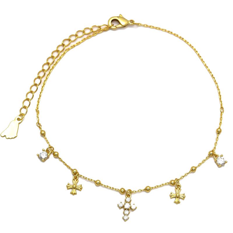 Armband mit Kreuz-Charm aus 925er Sterlingsilber und Zirkonia