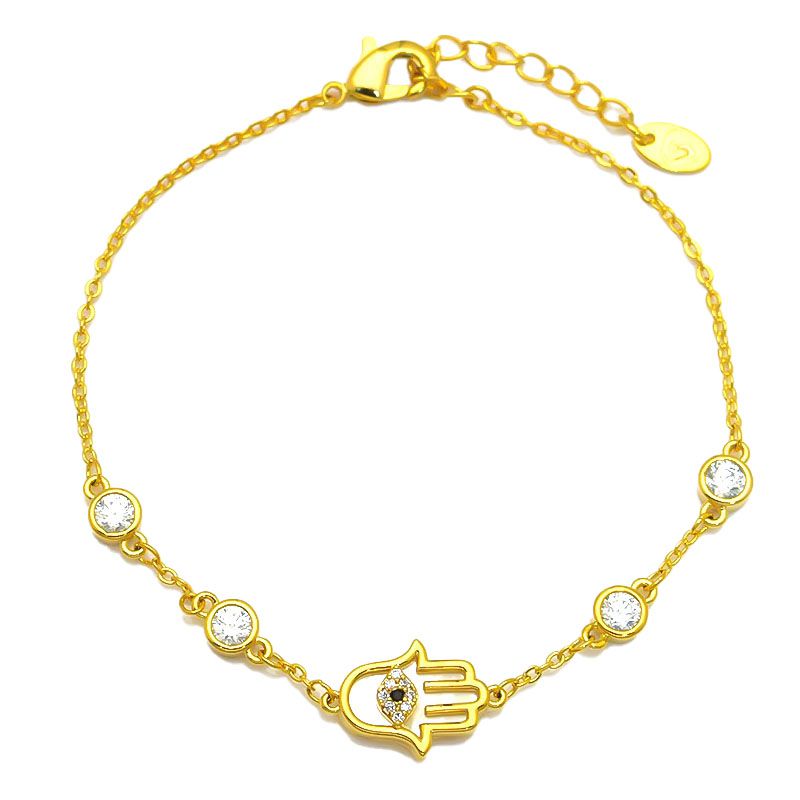 Armband aus 925er Sterlingsilber mit Zirkonia und Hamsa-Motiv