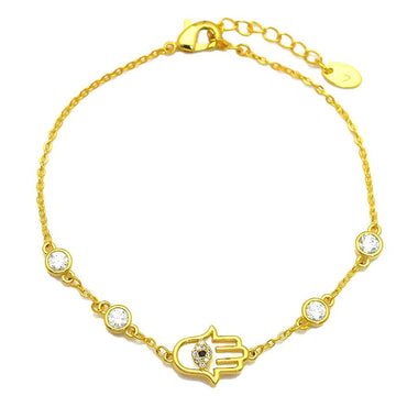 925 Sterling Silver Cubic Zirconia Hamsa Bracelet