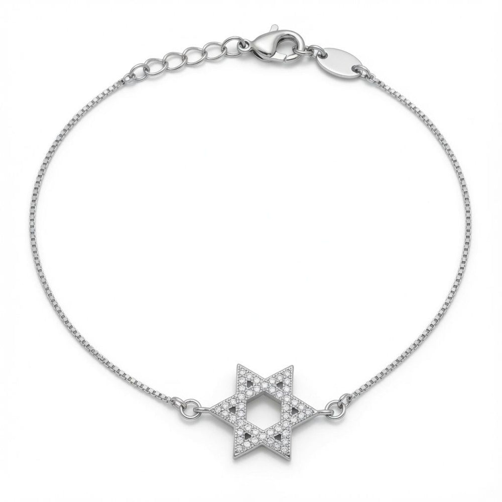 925er Sterlingsilber Zirkonia Davidstern Armband