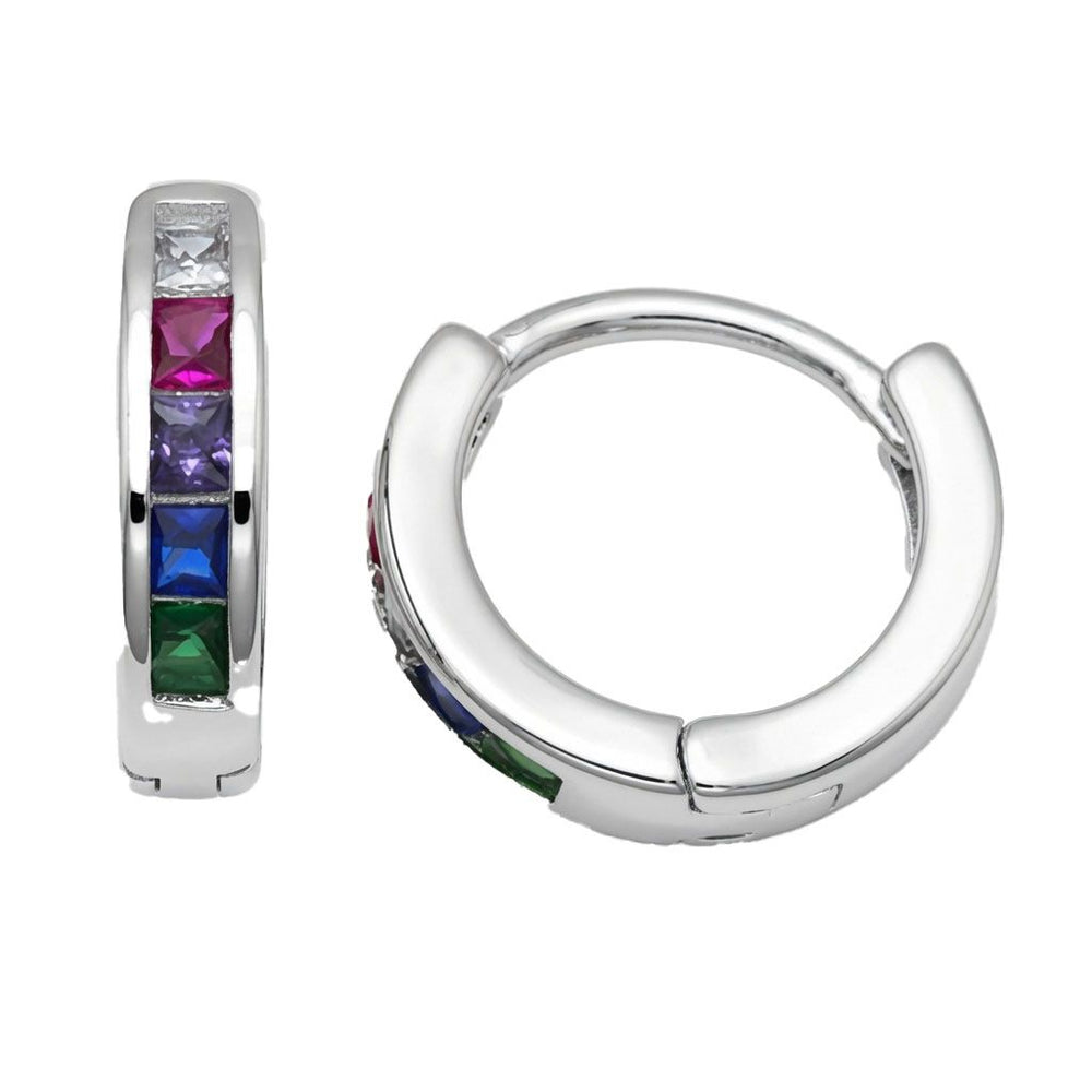 925 Sterling Silber Regenbogen-Zirkonia-Creolen