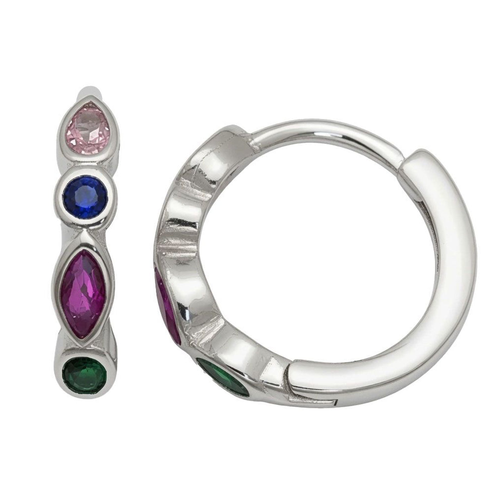 925er Sterlingsilber Creolen mit mehreren Zirkonia