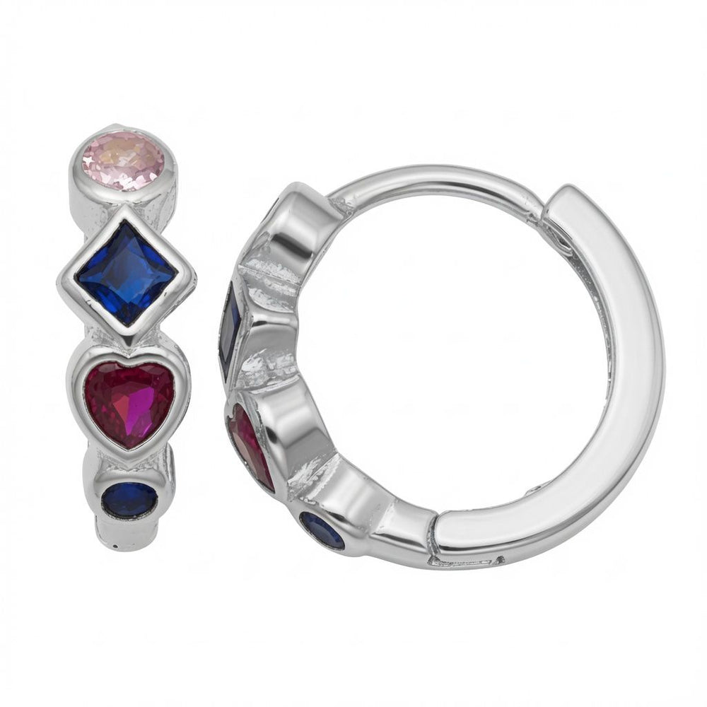 925 Sterling Silber Zirkonia Herz-Quadrat-Creolen