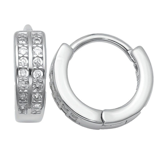 Ohrringe aus 925er Sterlingsilber mit doppelreihigen Zirkonia-Hoops