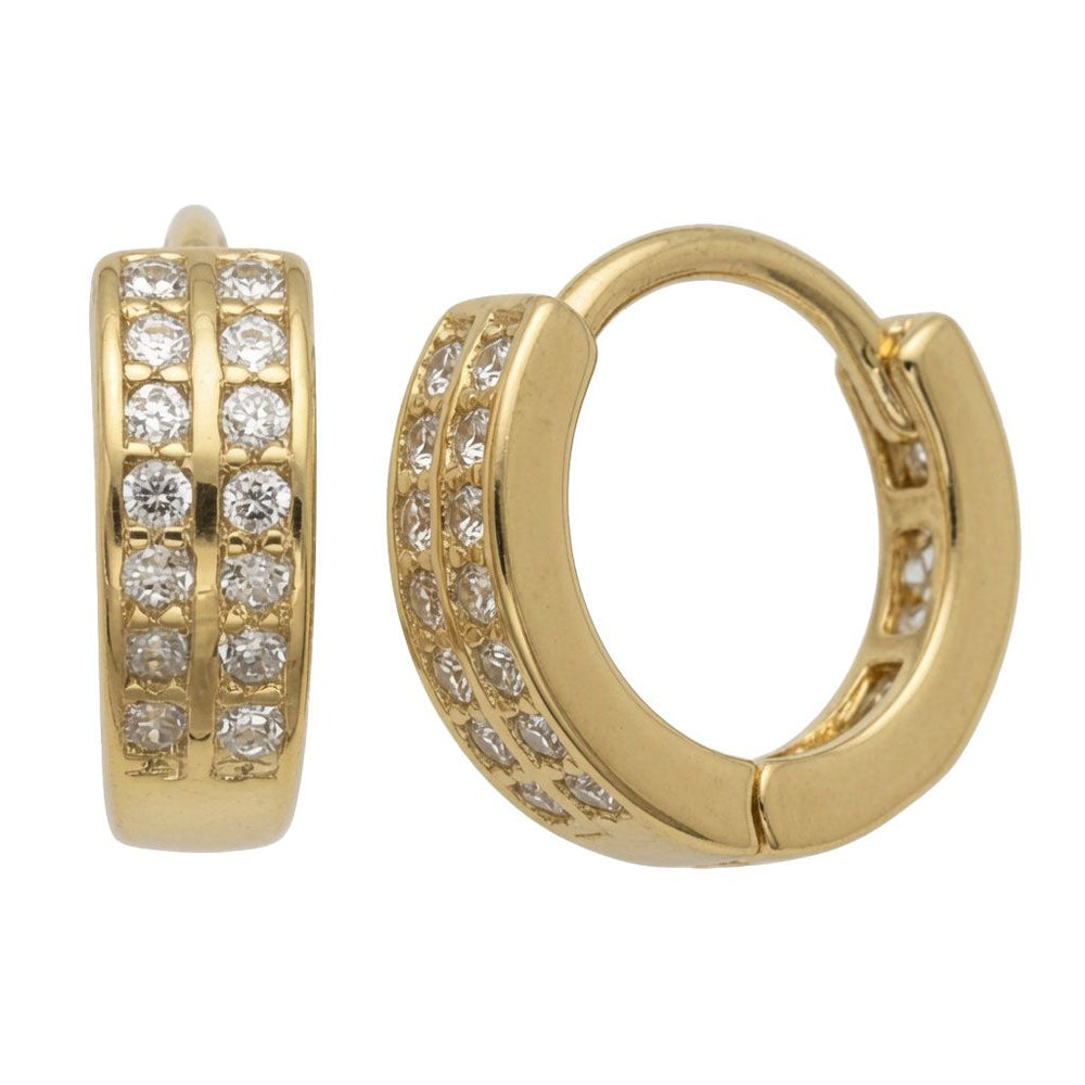 925 Sterlingsilber 14K Vergoldete Doppellagige Zirkonia Creolen