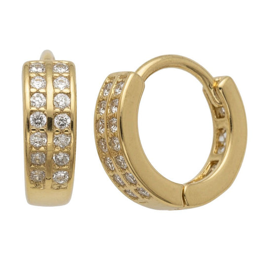 925 Sterlingsilber 14K Vergoldete Doppellagige Zirkonia Creolen