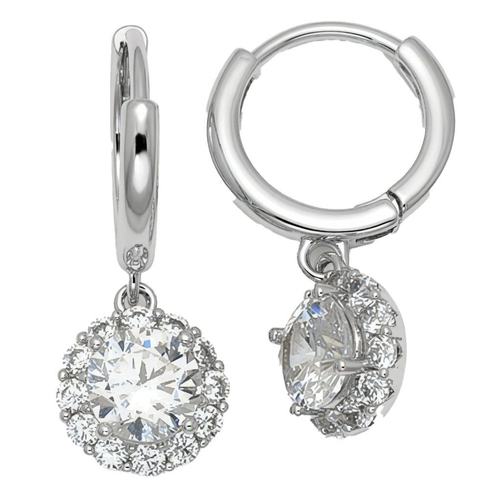 Ohrringe, Kreolen, oval, Zirkonia, 925er Sterlingsilber