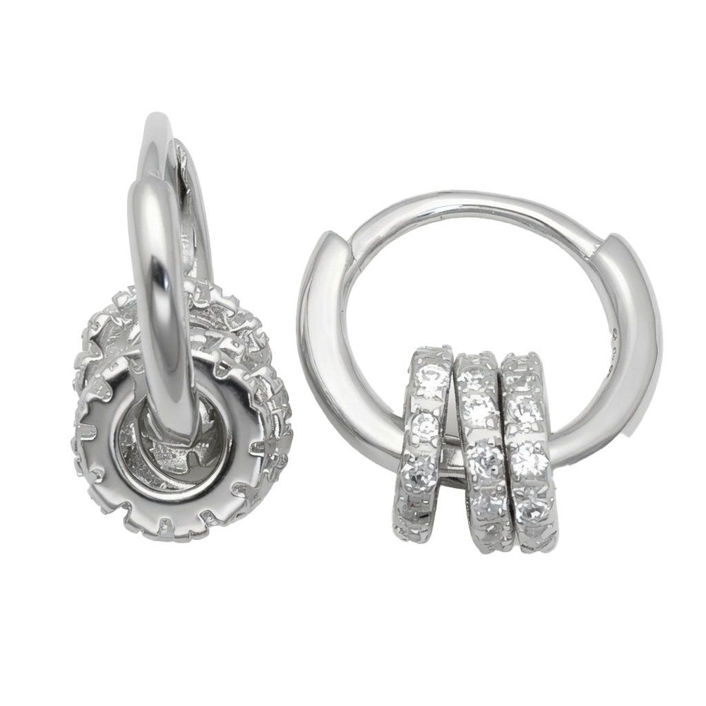 925 Sterling Silber Zirkonia Zahnrad-Creolen