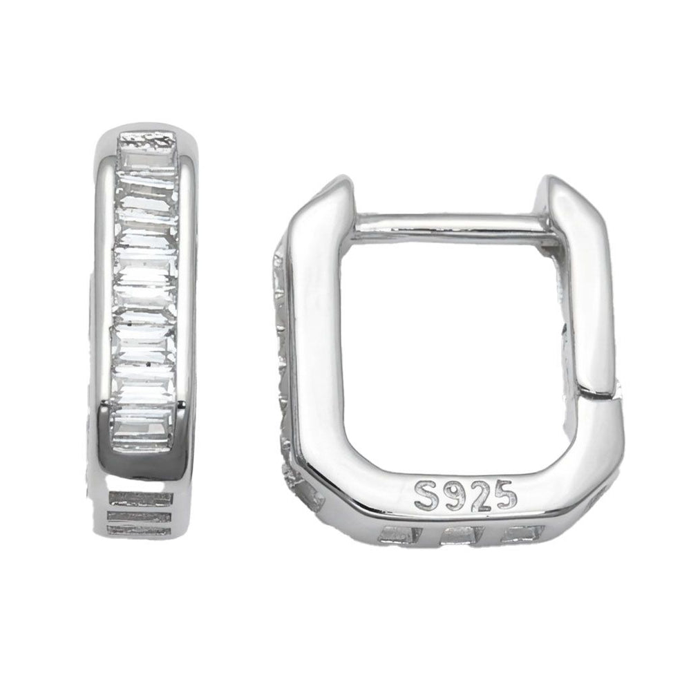925er Sterlingsilber Baguette Zirkonia Quadratische Creolen