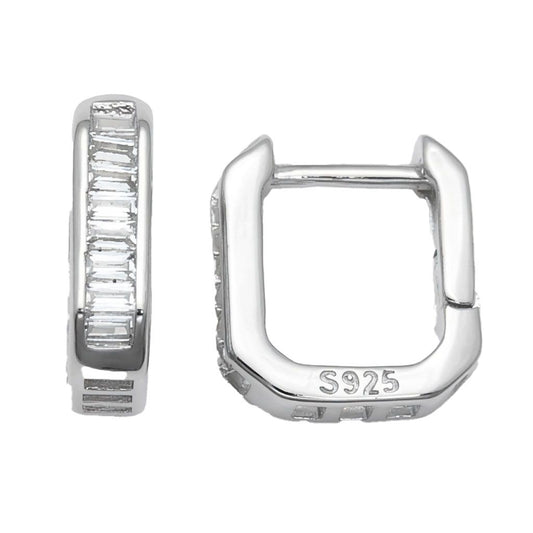 925er Sterlingsilber Baguette Zirkonia Quadratische Creolen