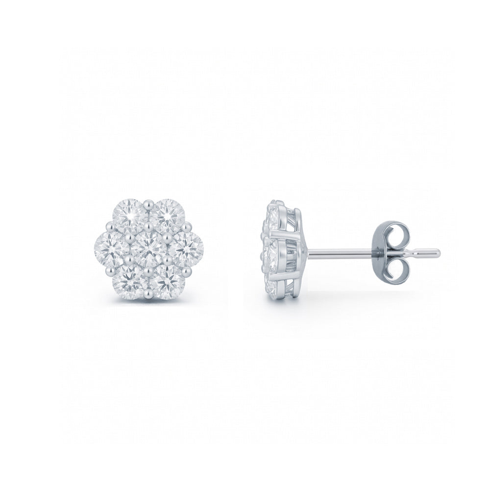925 Silber Cubic Zirkonia Set 6x1 Cluster Ohrstecker 6mm