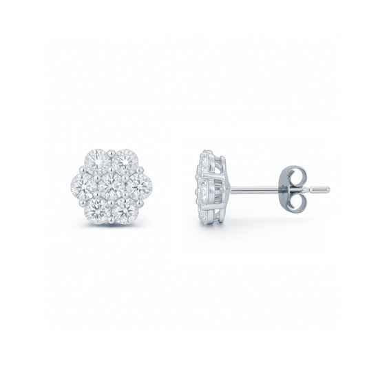 925 Silber Cubic Zirkonia Set 6x1 Cluster Ohrstecker 6mm