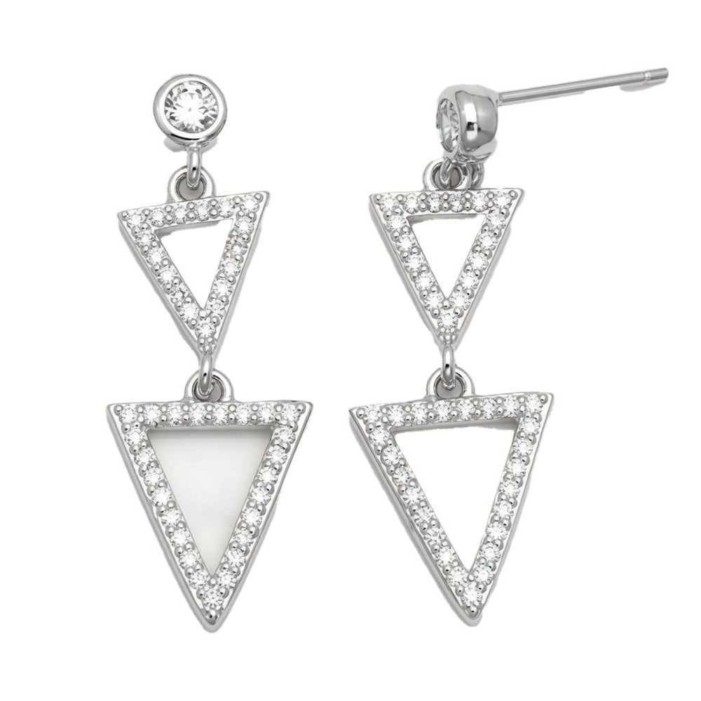 925 Sterling Silver CZ Triangle Drop Earrings – product view