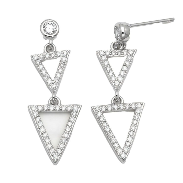 Ohrringe aus 925er Sterlingsilber mit dreieckigen Zirkonia-Anhängern
