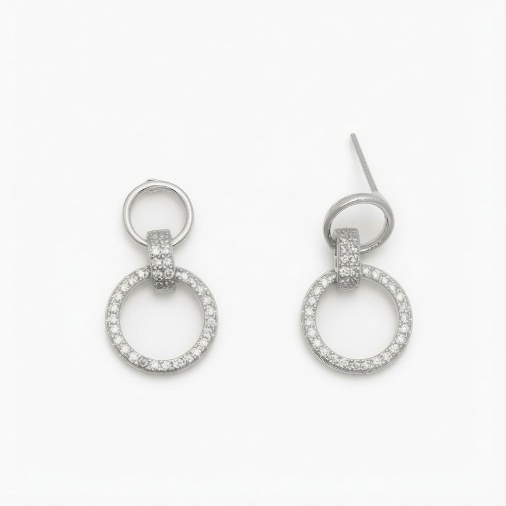 925 Sterling Silver CZ Circle Pendant Set – product view