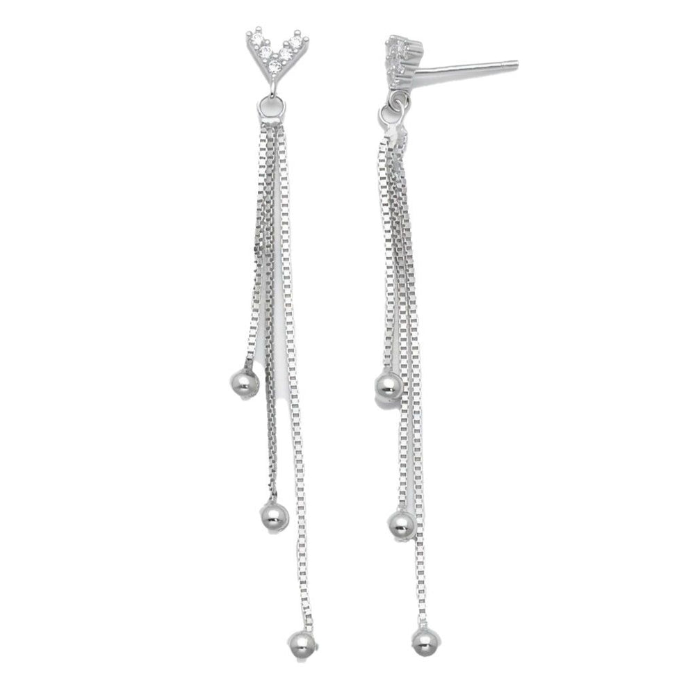 925 Sterling Silber Zirkonia Ketten-Quastenohrringe