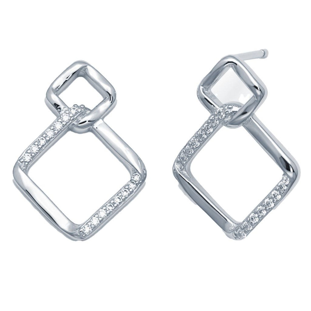925 Sterling Silber Zirkonia Ohrstecker mit quadratischem Knoten