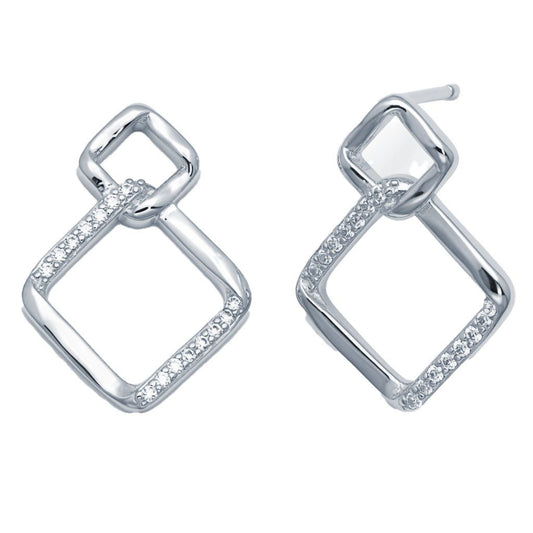 925 Sterling Silber Zirkonia Ohrstecker mit quadratischem Knoten