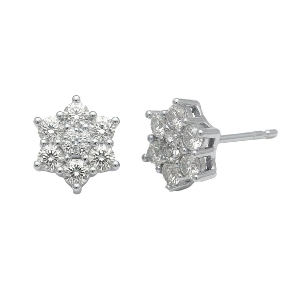 925er Sterling Silber Zirkonia Stern-Cluster Ohrstecker