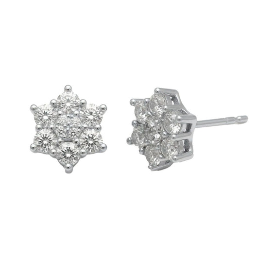925er Sterling Silber Zirkonia Stern-Cluster Ohrstecker