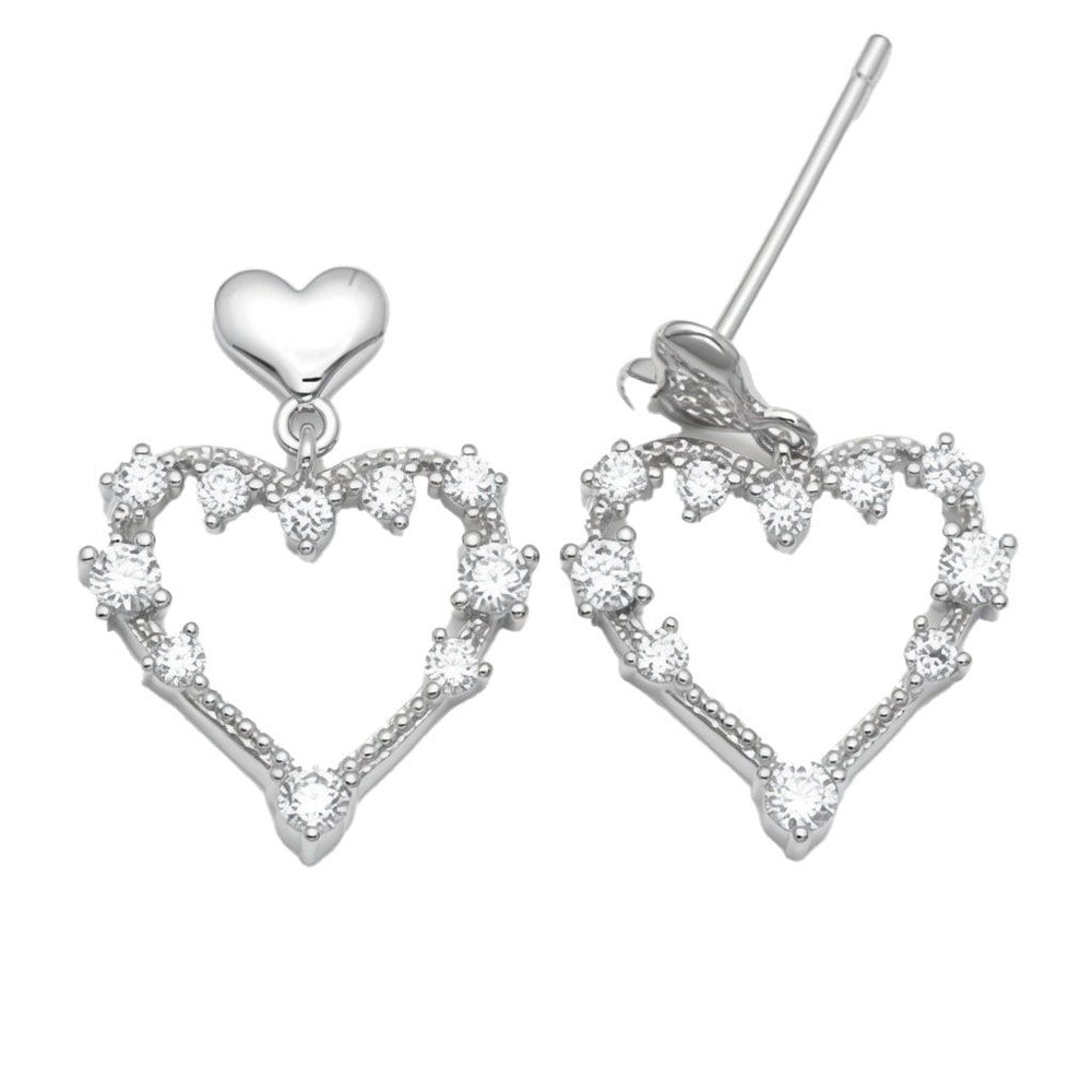 Ohrhänger mit Herzen aus 925er Sterlingsilber und Zirkonia
